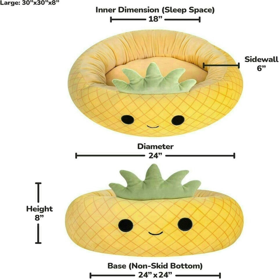 image 1 of Squishmallows Official 30-Inch Maui Pineapple Pet Bed - Large Ultrasoft Official Plush Pet Bed