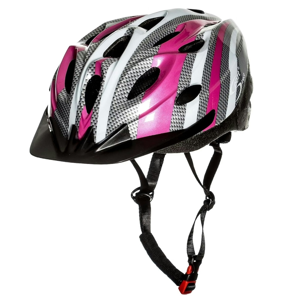 image 1 of Sport Direct Bicycle Bike Adult Helmet 55-58cm Pink/Graphite/White Silver | M