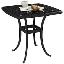 Outsunny 54 x 54cm Aluminium Outdoor Garden Side Table w/ Umbrella Hole, Black 