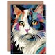 image 1 of Cat Lover Colourful Ragdoll Pet Animal Portrait Modern Greeting Card