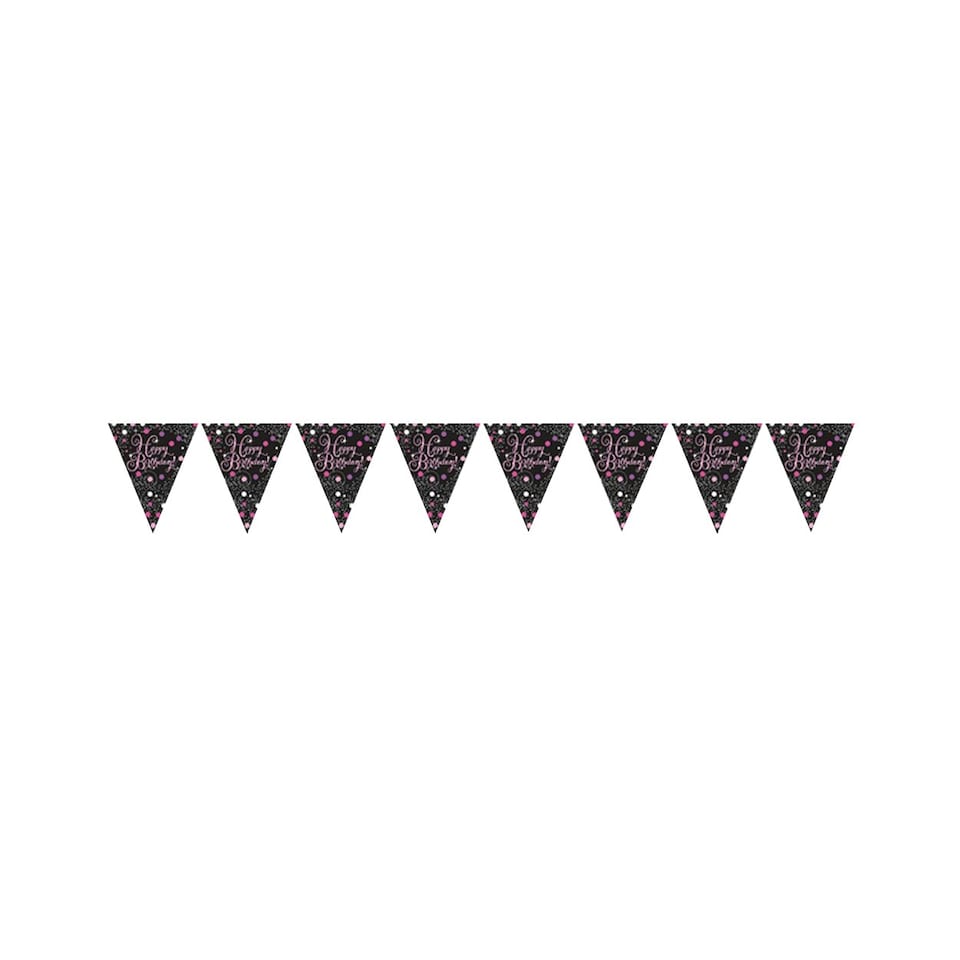Amscan Sparkling Pink Happy Birthday Bunting (13 Feet) - Black - 13 feet