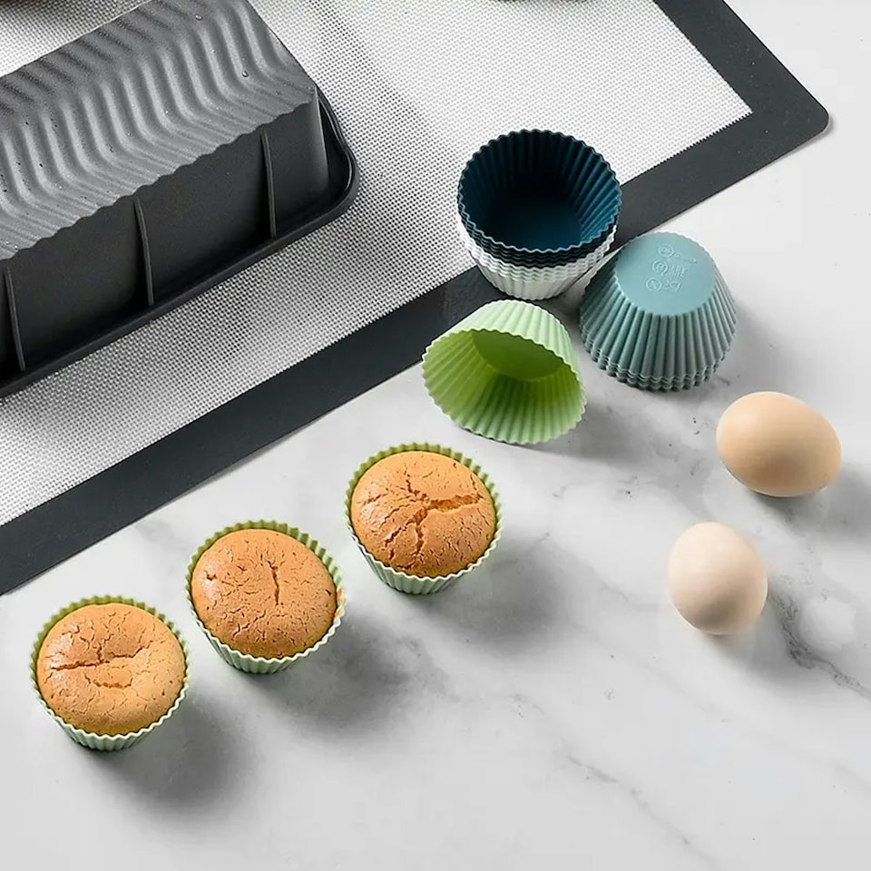 image 1 of Living and Home 24 Pcs Multicolor Reusable Silicone Muffin Baking Cups | Multi
