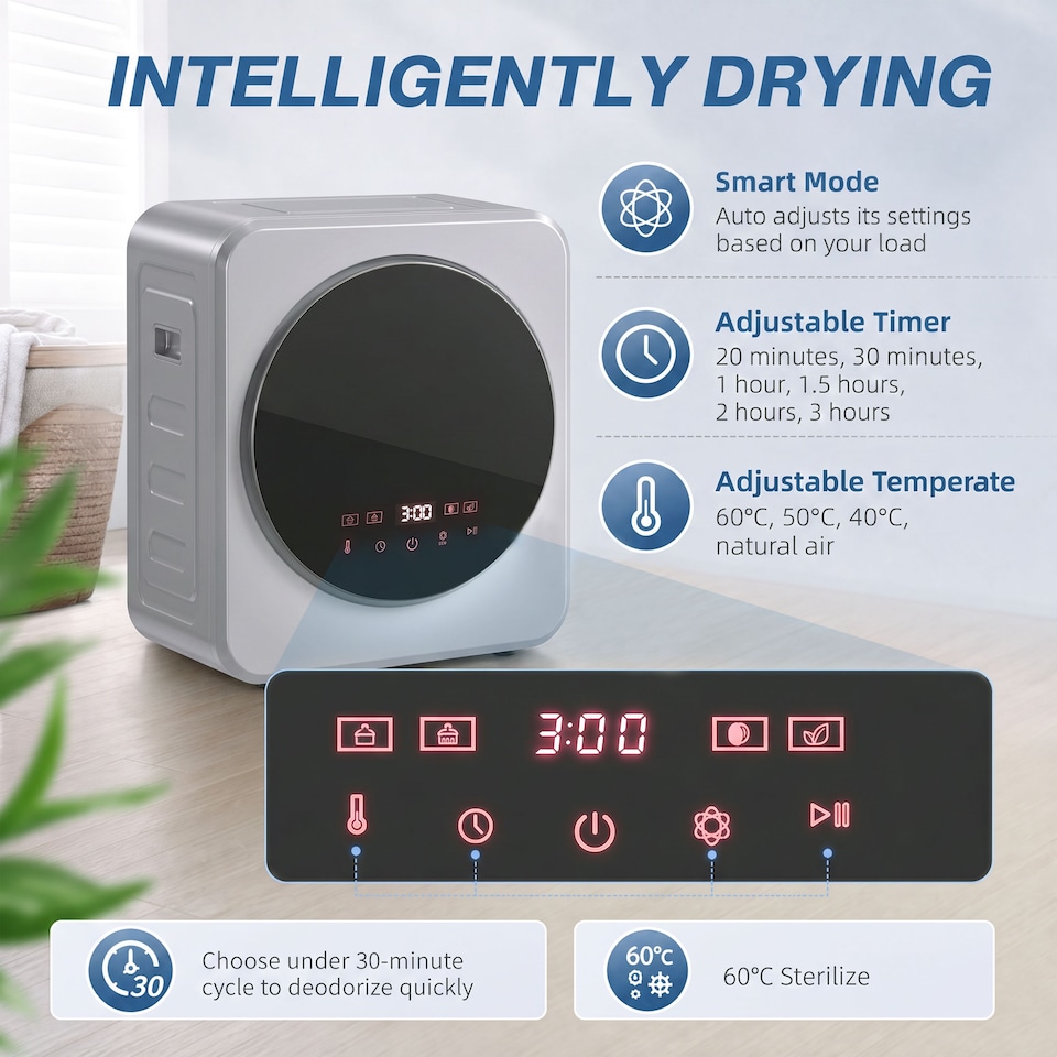 image 1 of HOMCOM 800W Compact Dryer Machine, 4 kg Small Vented Tumble Dryer, Silver