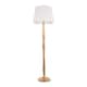 image 4 of ValueLights Victoria Light Wood Traditional Stem Floor Lamp with White Fabric Tapered Shade & Bulb | White
