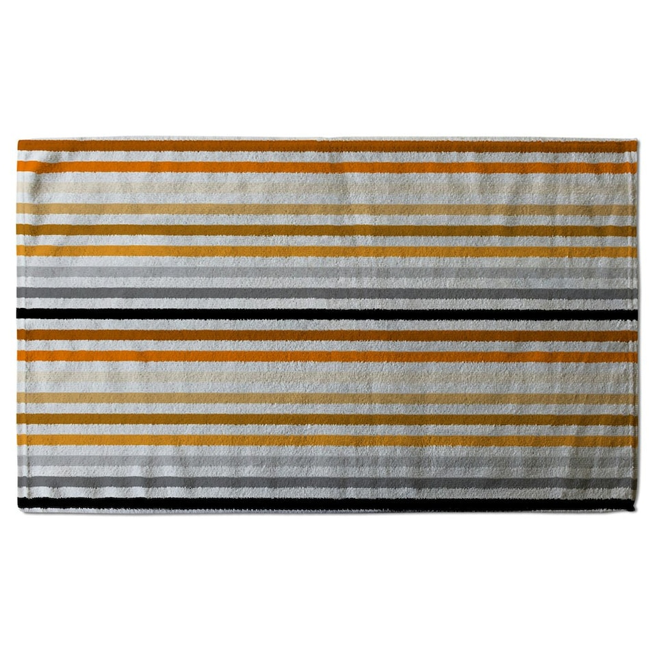 image 1 of Striped pattern, orange black gray beige and brown (Kitchen Towel)