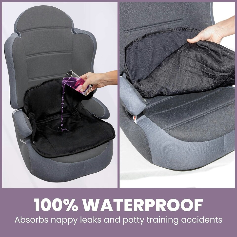image 1 of Potty Training Car Seat Protector Cover for Spills, Nappy Leaks, and Accidents - No Bucklehole Black