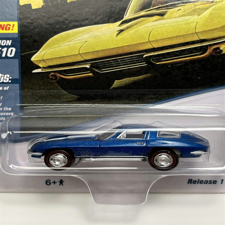 image 1 of 1967 Chevy Corvette 427 Marina Blue Poly 1:64 Scale Johnny Lightning JLMC029A