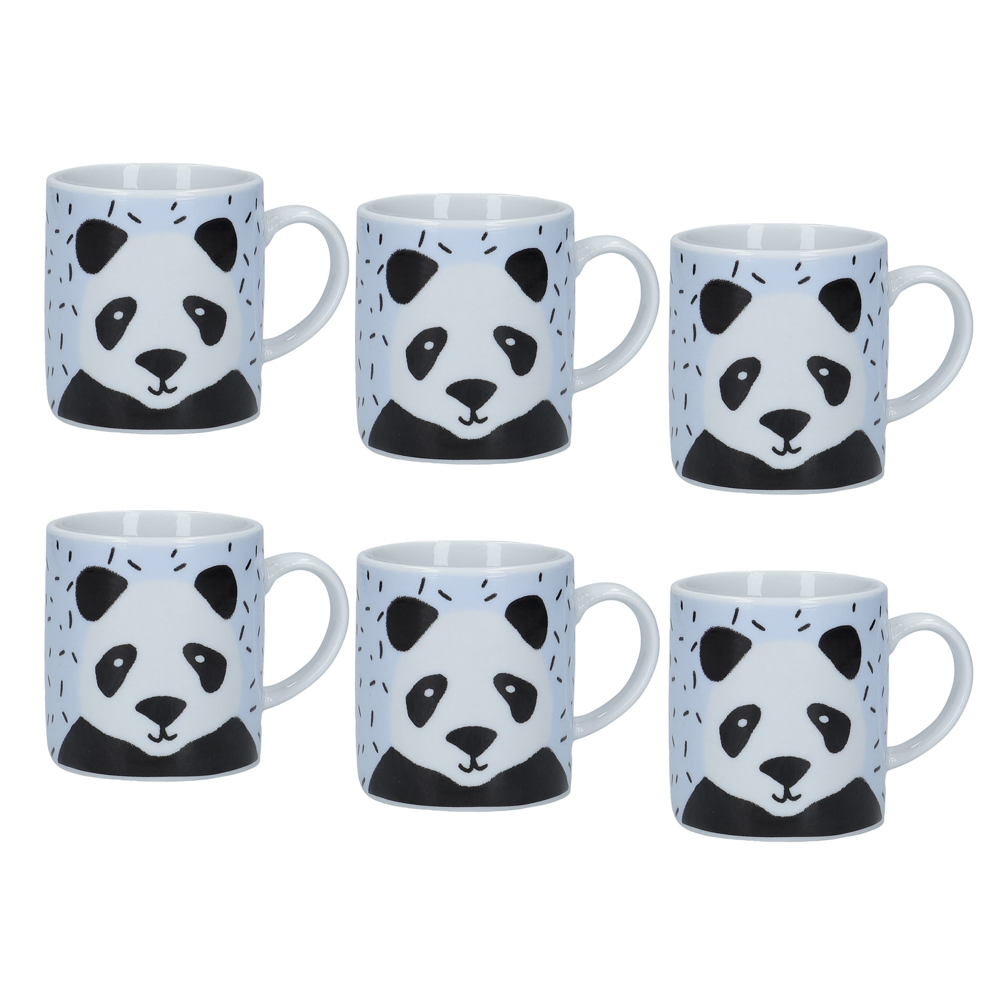 KitchenCraft Set Of 6 Panda Espresso Cups in White