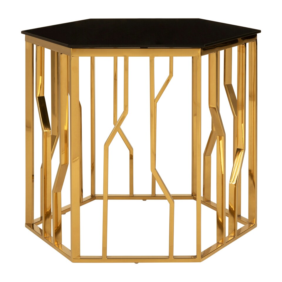image 1 of Interiors By Premier Contemporary Hexagonal Side Table, Sturdy Metal Side Table For Livingroom, Hexagonal Design Bedside Table Gold
