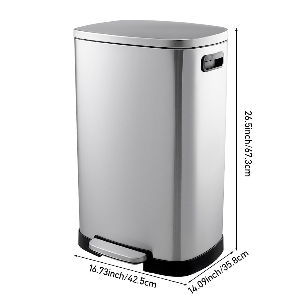 image 1 of Living and Home Stainless Steel Step Open Trash Can -50L | Chrome