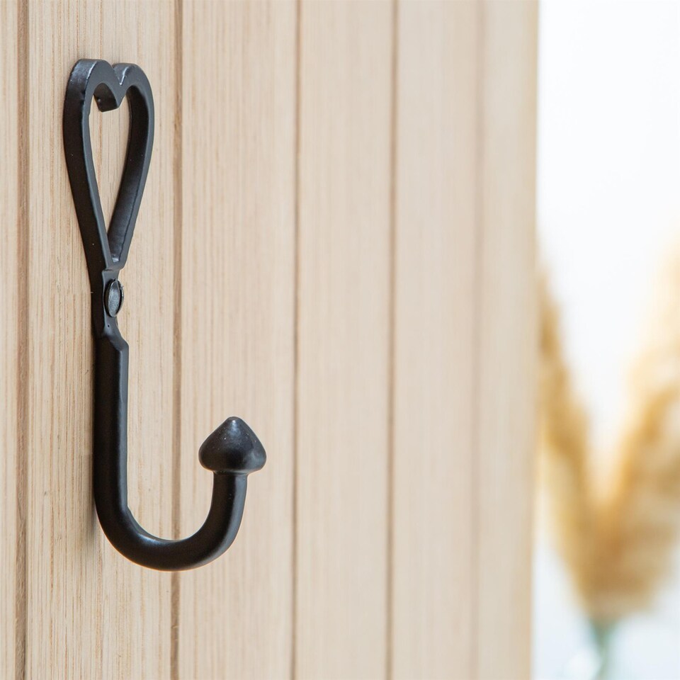 image 1 of Hammer & Tongs Single Heart Hook - W40mm x H100mm - Black