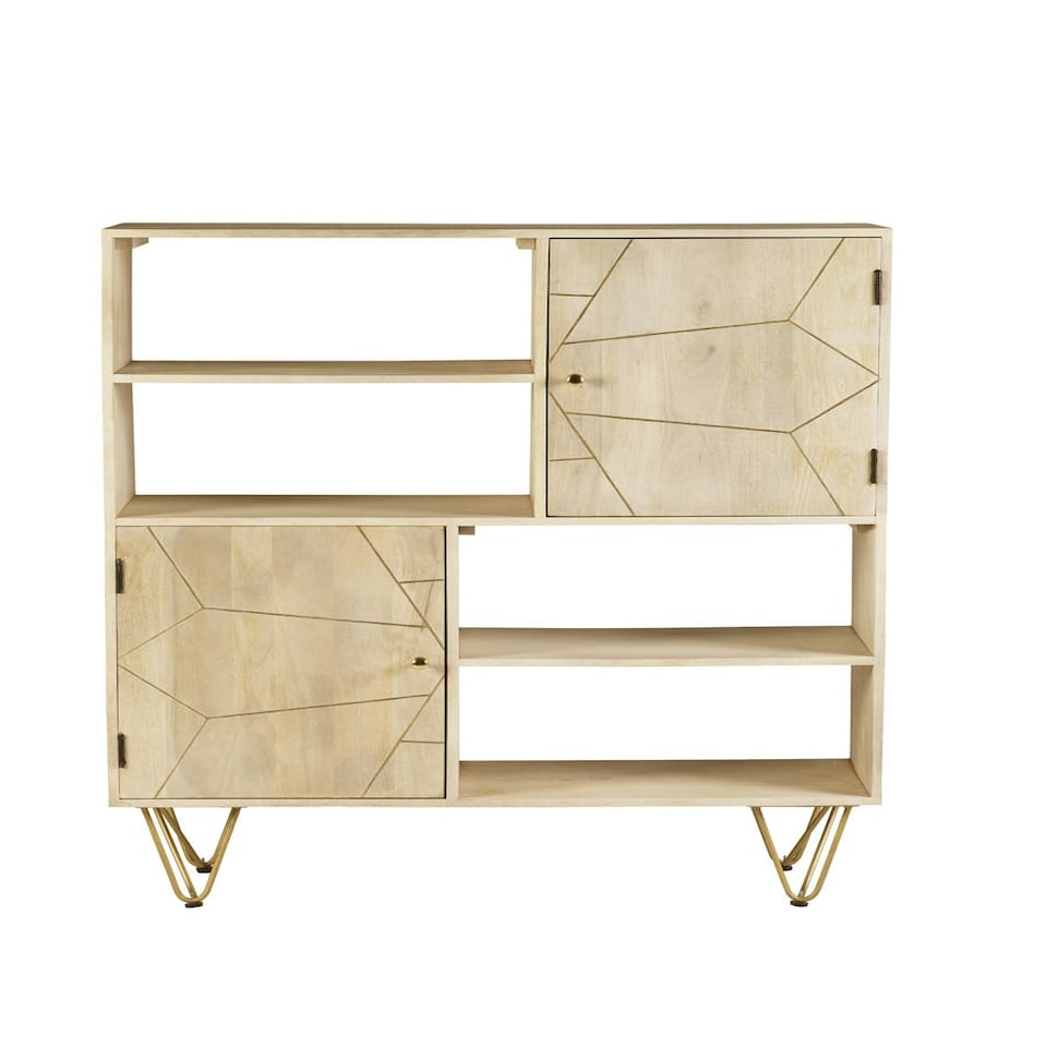 image 1 of Display Unit with Shelves and Cupboards Barbuto Light Mango