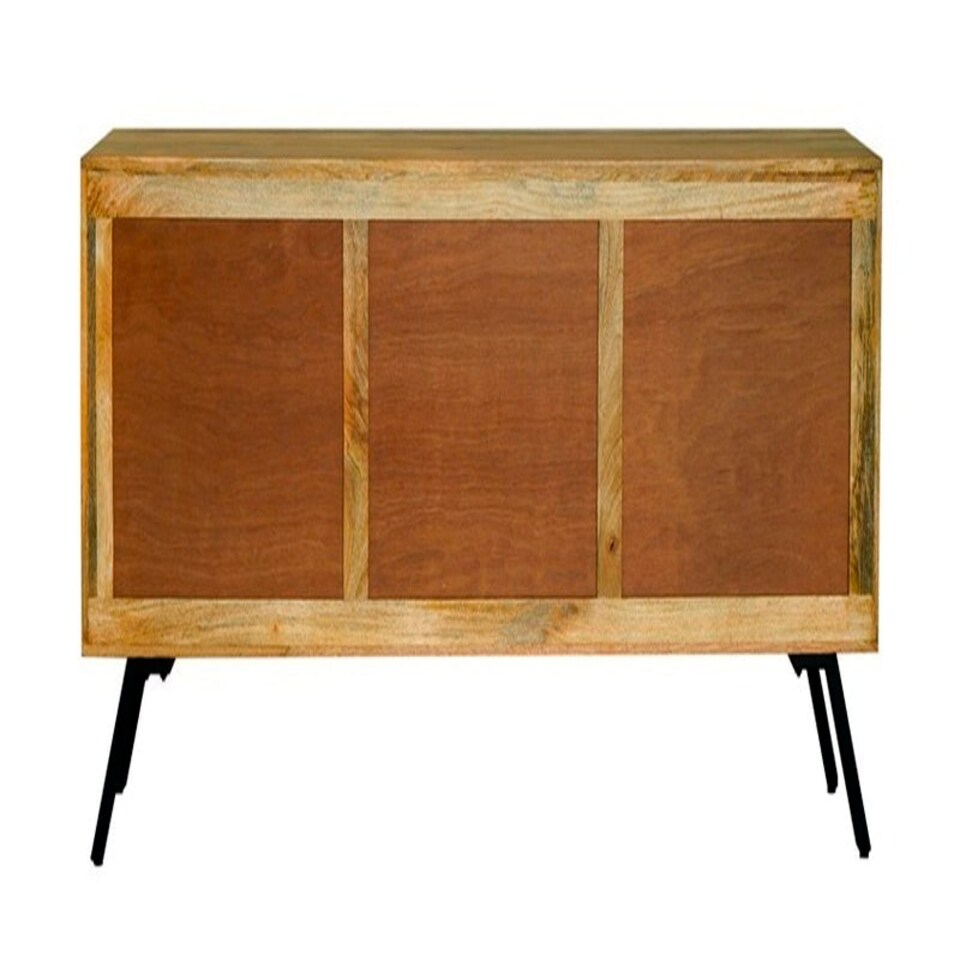 image 1 of Amar 3 Door Sideboard - Iron Base - Mango Wood/Iron - L45 x W162 x H76 cm - Light Finish - Assembly Required Brown