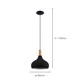 image 3 of EGLO Sabinar Metal/Wood Black & Brown Single Pendant, 28cm | White