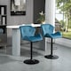 image 2 of HOMCOM Bar Stools Set Of 2, Luxurious Velvet-Touch Barstools with Metal Frame Footrest Round Base Triangle Indenting Moulded Seat Adjustable Height Swivel Blue