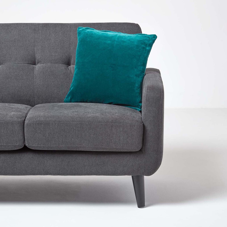 image 1 of Homescapes Teal Green Velvet Cushion Cover - 40 x 40 cm | Green | Teal green | 1