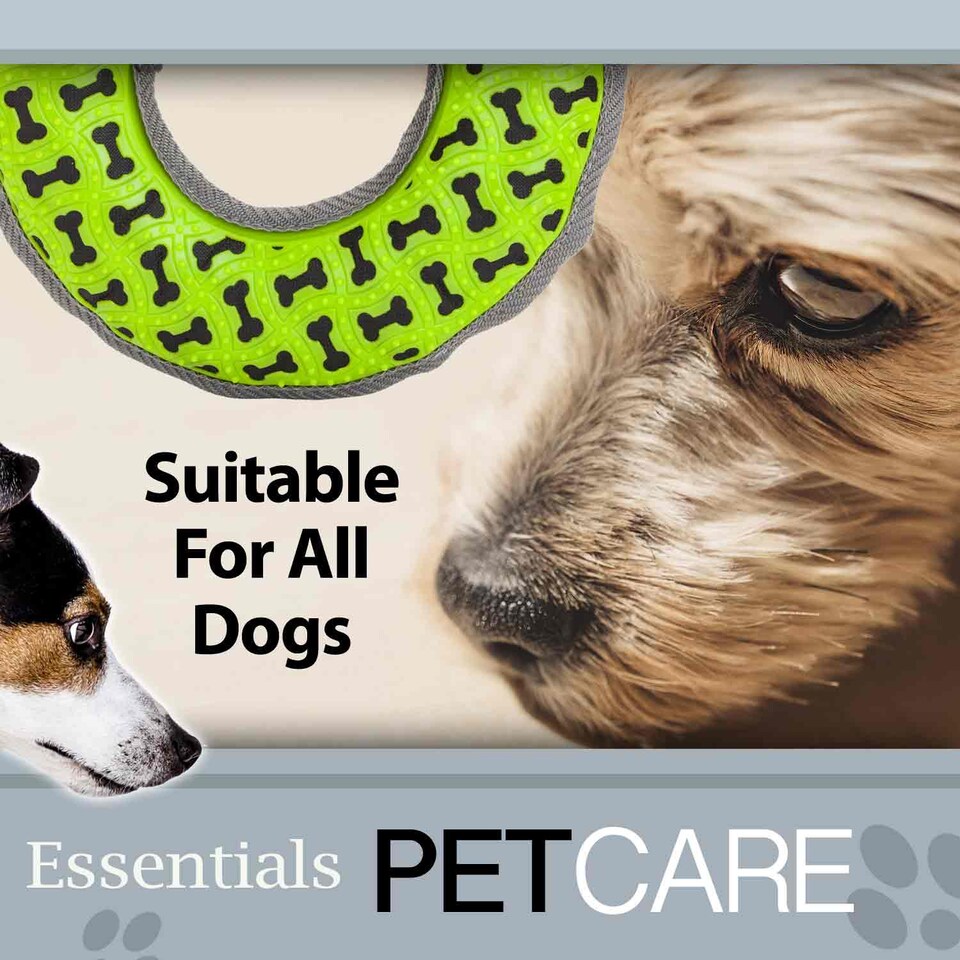 image 1 of Crufts Tough Ring Dog Toy with Squeaker, Durable Chew-Resistant Fetch Toy