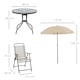 image 3 of Outsunny 6 Piece Garden Dining Set with Umbrella, Patio Sets with Parasol with 4 Folding Dining Chairs & Round Tempered Glass Table, Beige