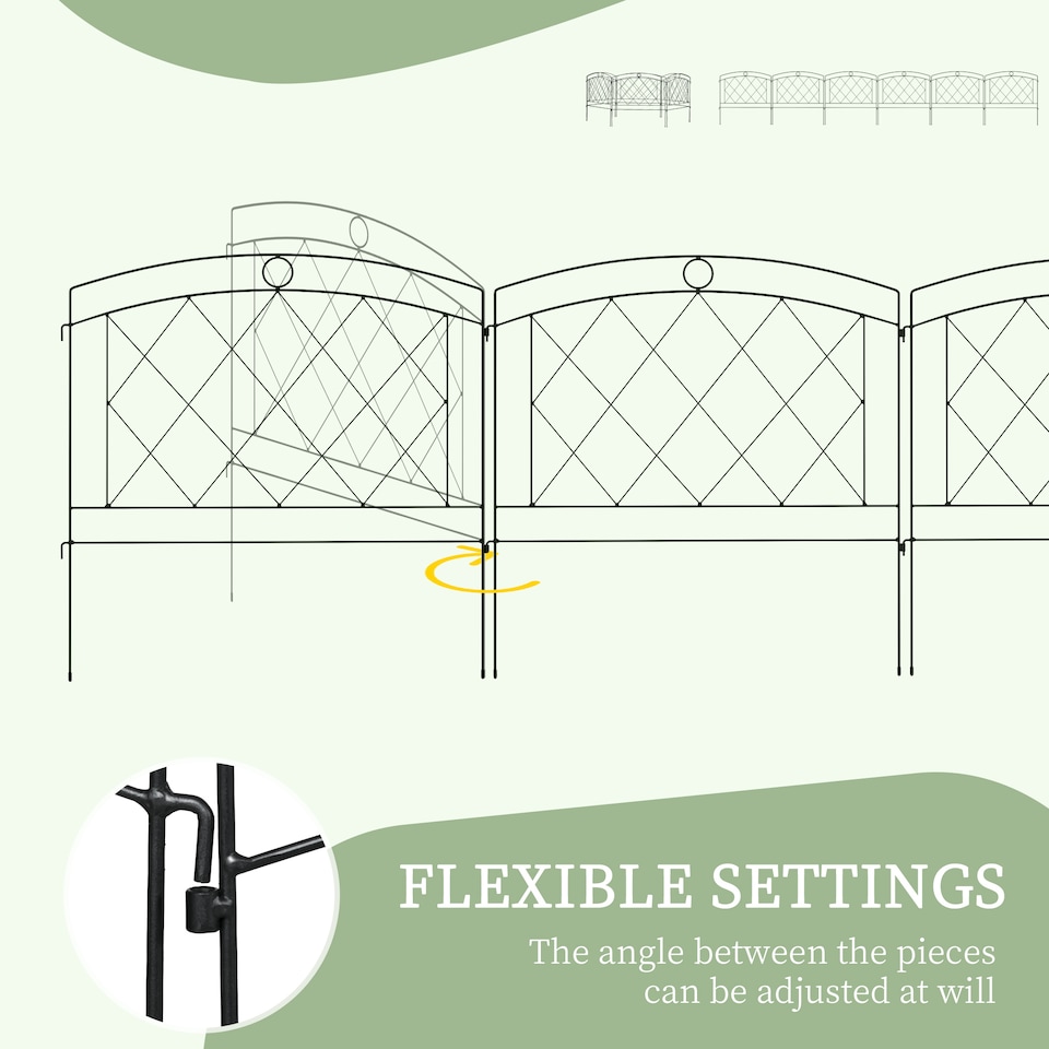 image 1 of Outsunny 6PCs Decorative Garden Fencing 24in x 12ft Metal Border Edging