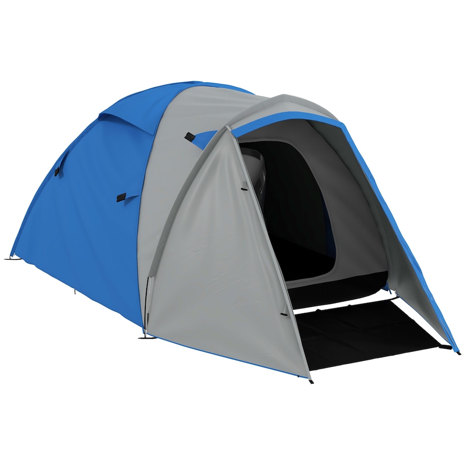 image 1 of Outsunny 2 Man Camping Tent with Living Area, 2000mm Waterproof, Blue
