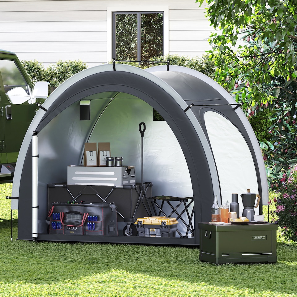 image 1 of COSTWAY Bike Storage Shed Tent Outdoor Bike Cover Bicycle Tent-Black