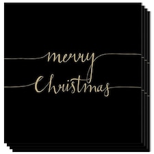 Merry Christmas Black & Gold Script Premium Decoupage Luncheon Napkins 3 Ply 33cm - Pack of 20