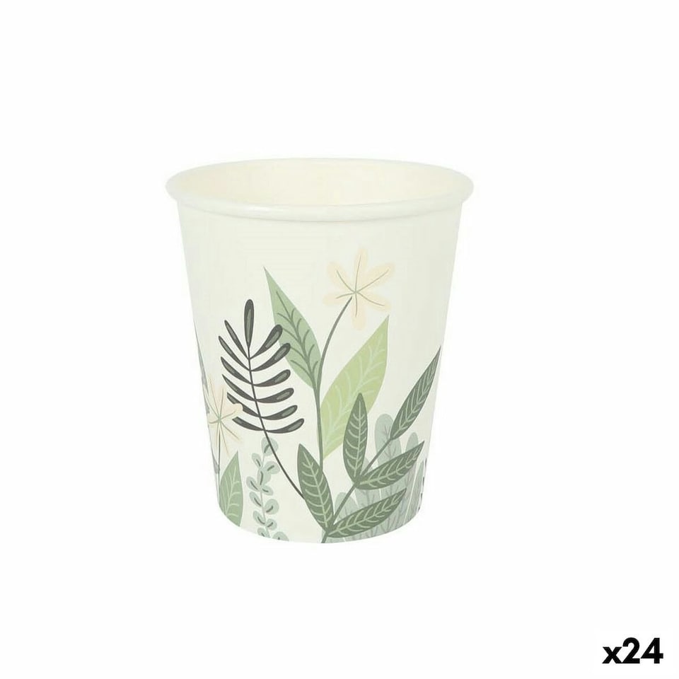 image 1 of Set of glasses Algon Disposable Cardboard Floral 10 Pieces 250 ml (24 Units) N/A