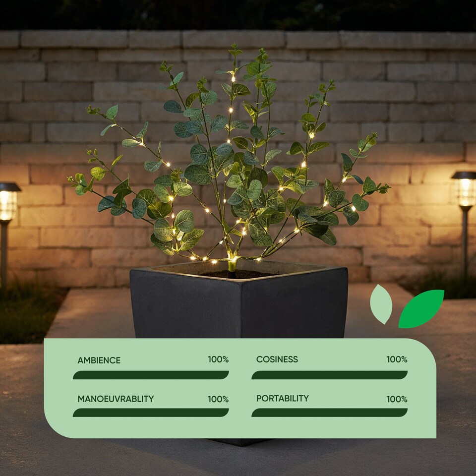 image 1 of Gardenwize Solar Eucalyptus Tree with Warm White LED's