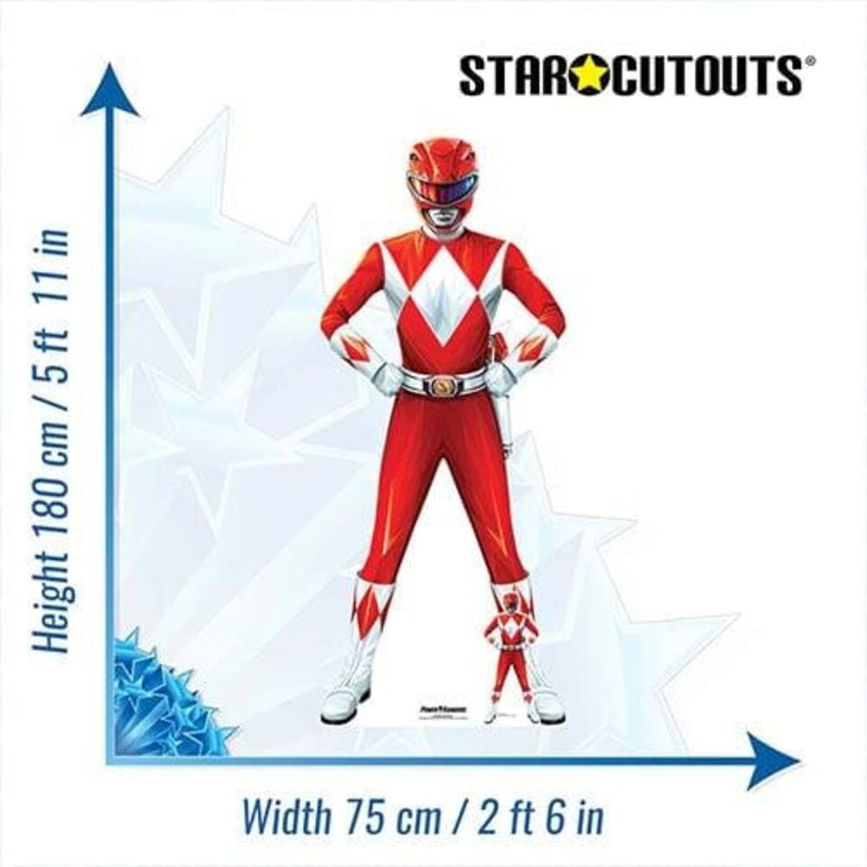 image 1 of Red Power Ranger Lifesize Cardboard Cutout 180cm