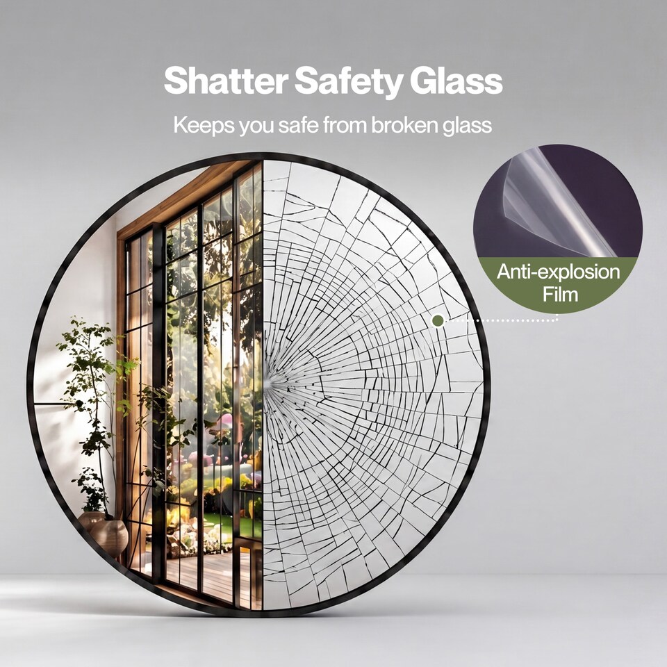 image 1 of Yezi Wall Mirror Round Mirror Tempered Glass HD Explosion-proof Bathroom 60cm