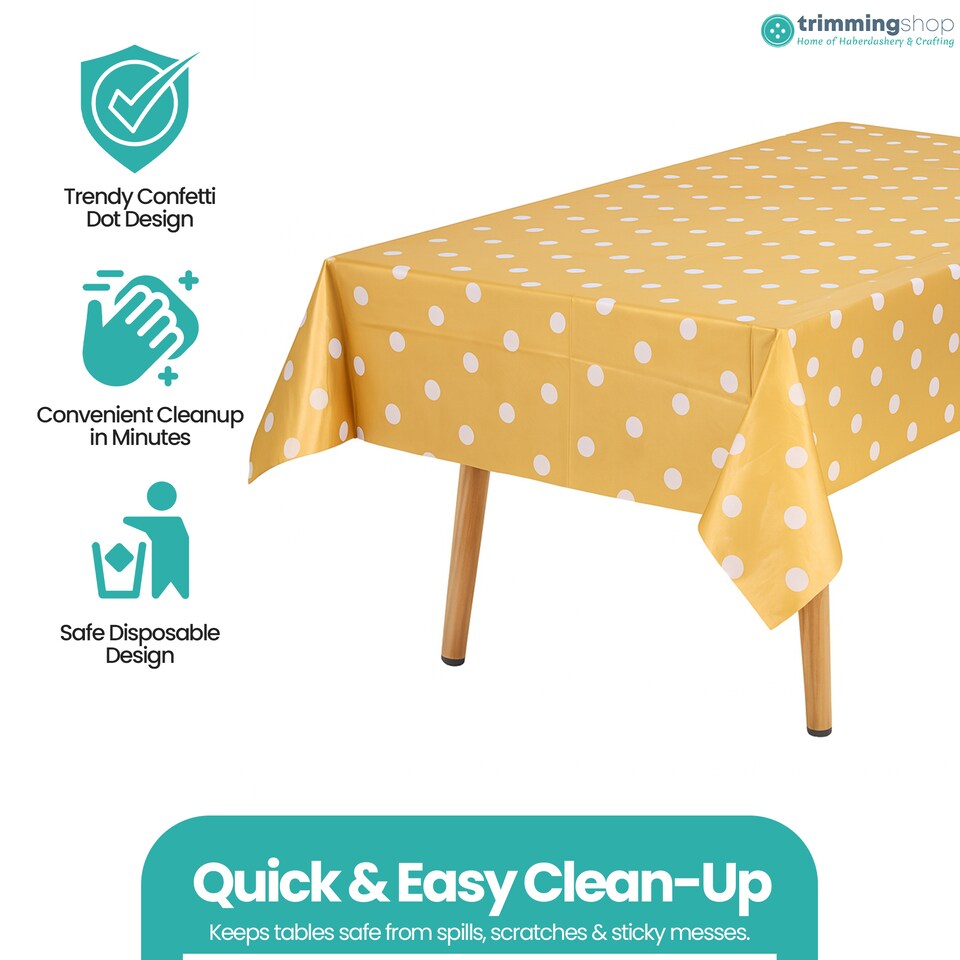 image 1 of Polka Dots Disposable Plastic Table Cover - 54" x 108"