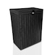 image 1 of Black Resin Laundry Clothes Basket with Lid, Lock & Removable Washable Lining – Wicker Effect Laundry Storage Hamper for Bedroom, Bathroom & Utility Room