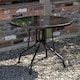 image 9 of 4 Person Round Black Garden Table with Glass Top & Parasol Hole