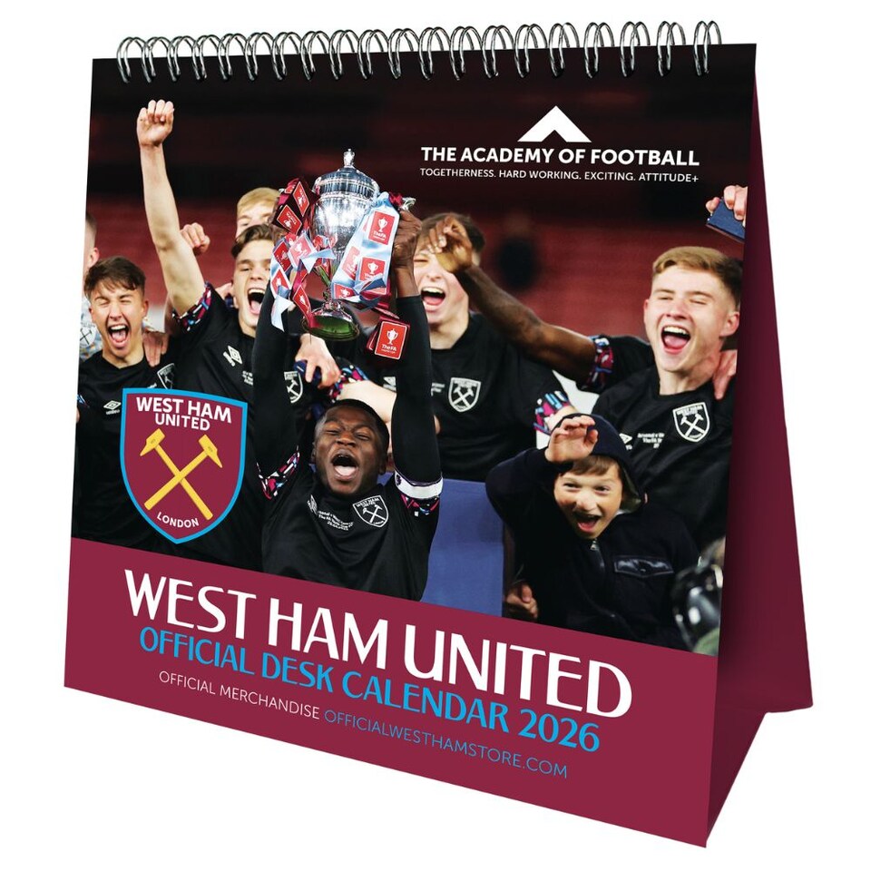 WEST HAM UNITED FC 2026 DESK EASEL CALENDAR