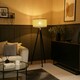 image 1 of ValueLights Barbro Black Tripod Floor Lamp Wicker Trim Shade & Bulb