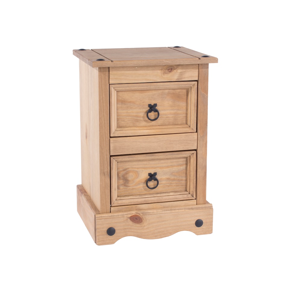 image 1 of Corona Premium 2 Drawer Petite Bedside Cabinet - Shaker-Style Nightstand with Dovetail Drawers | Brown | Antique Waxed Pine | One Size | 1