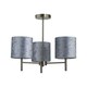 image 1 of Brea - Antique Brass 3 Light Fitting with Grey Crushed Velvet Shades Bronze | Grey
