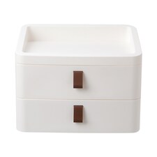 Living and Home Desktop Plastic Drawer Storage Organizer, 2 Tier | White