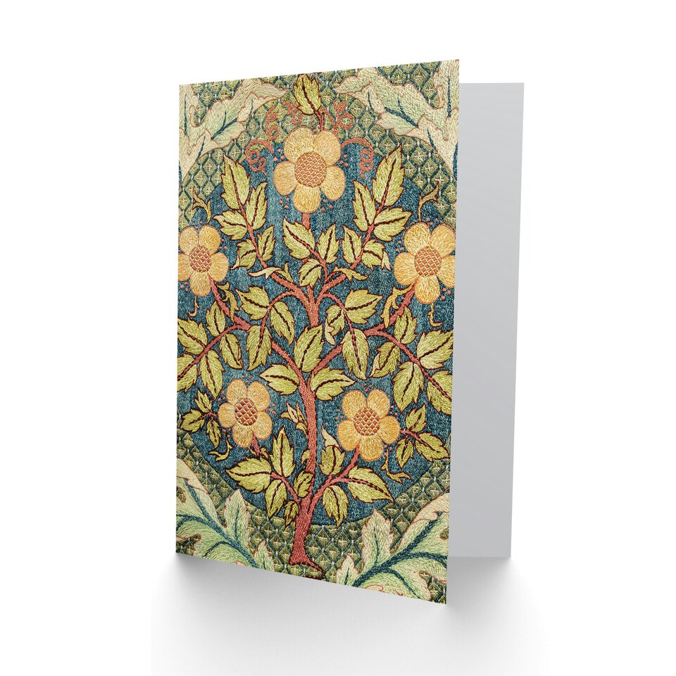 image 1 of William Morris Art Card Rose Wreath Embroidery Pattern