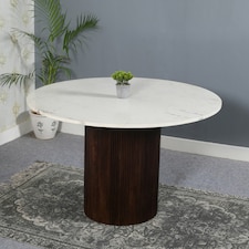 Ruby Mango Wood Dining Table Round With Marble Top