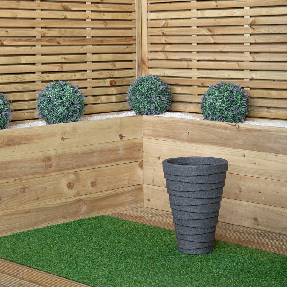 image 1 of 33cm x 48cm Large Plastic Trojan Garden Plant Pot in Dark Grey
