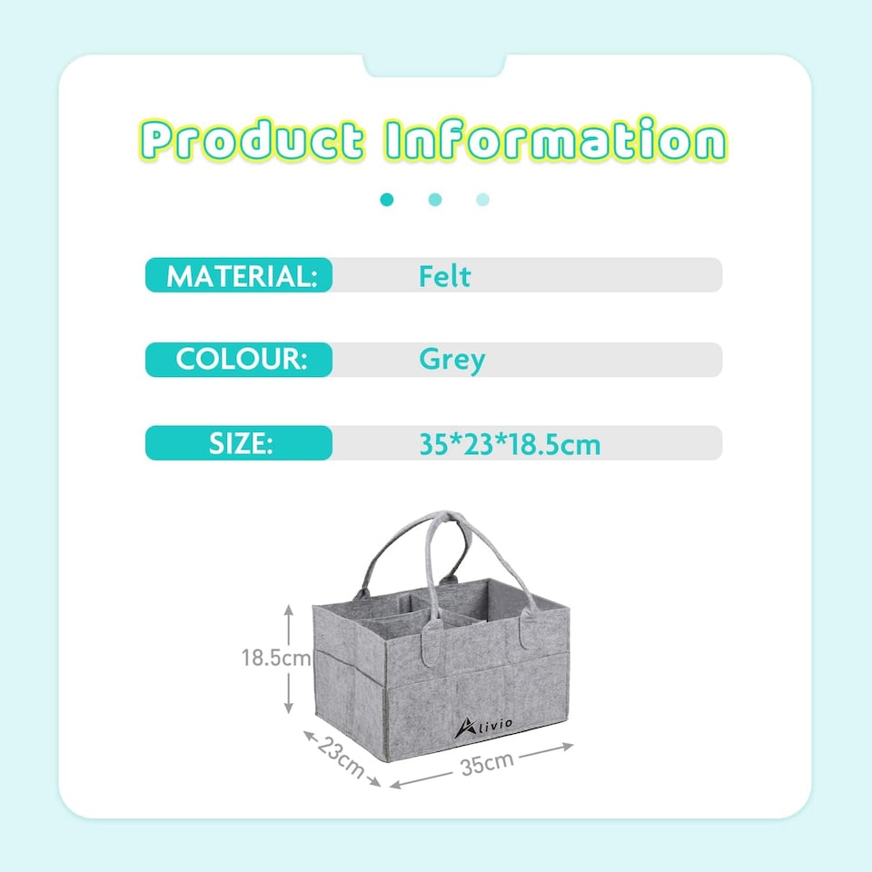 image 1 of Alivio Foldable Baby Storage Organizer Caddy Bag (Grey) | Grey | 1