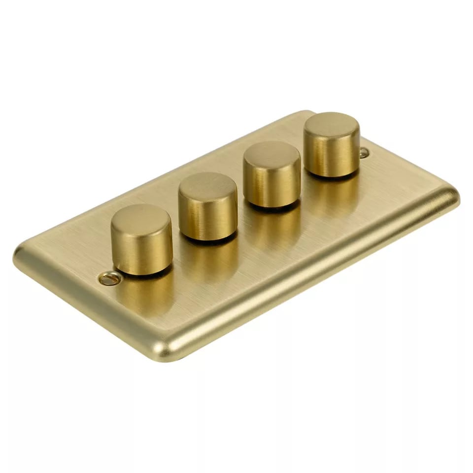 image 1 of Volex Crabtree 4-Gang Dimmer Light Switch - Angled Style