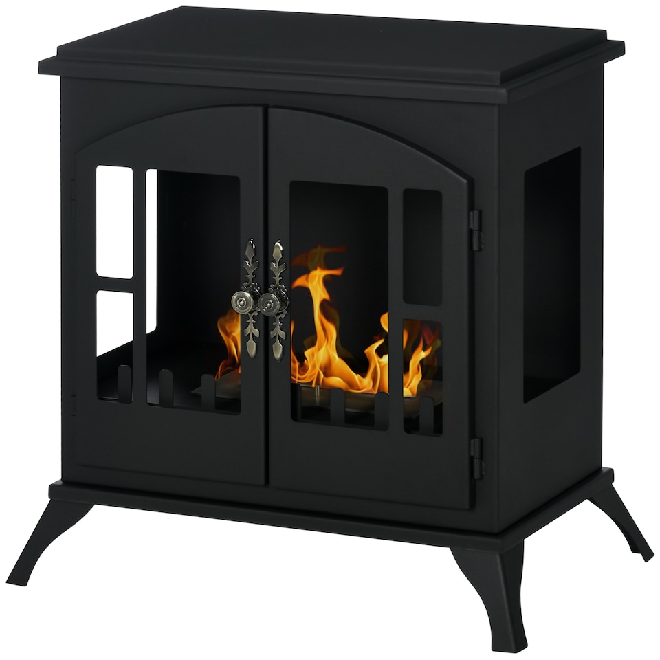 image 1 of HOMCOM Ethanol Fireplace Stove Freestanding Bioethanol Fire w/ 0.9L Tank Black