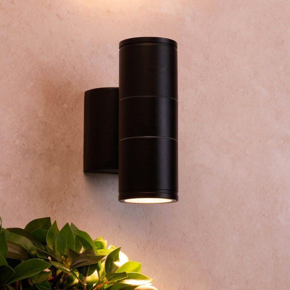 image 1 of BHS Delting Up or Down Outdoor Wall Light, Black