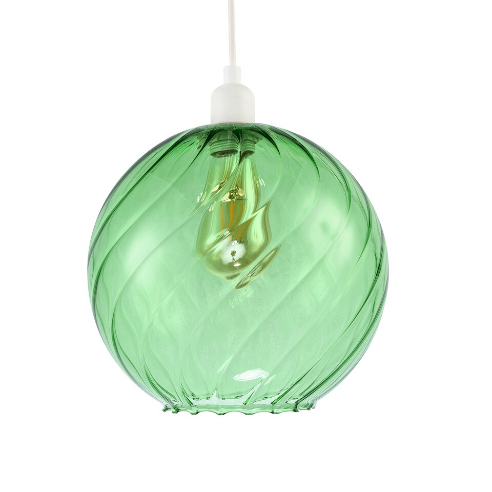 image 1 of Chic Emerald Green Circular Fluted Glass Ceiling Pendant Light Shade | Green | Emerald Green | 1