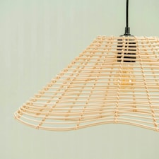 ValueLights Harlow Wood - Rattan Natural Tapered Ceiling Pendant Shade