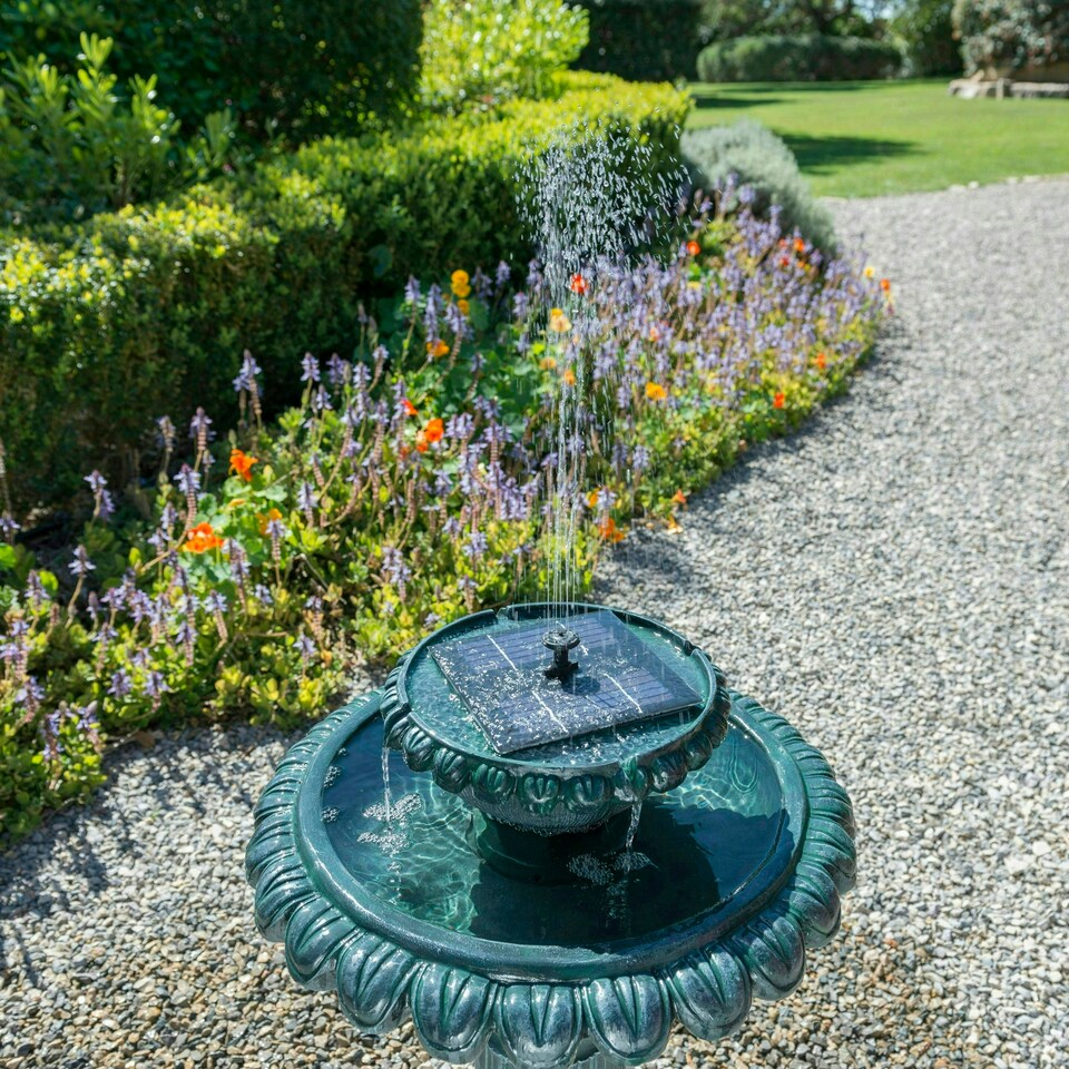 image 1 of Primrose Spring Lilly Solar Bird Bath Water Feature with Lights