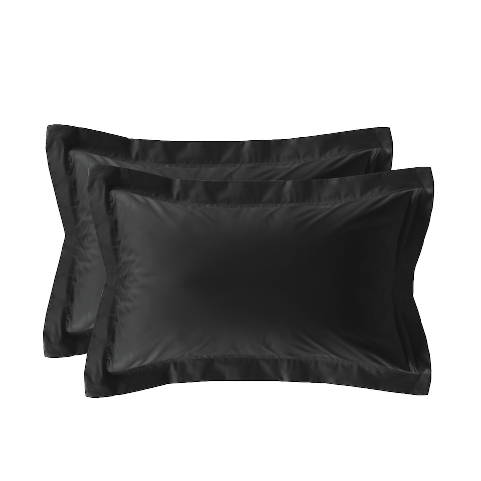 image 1 of Luxury 200TC Oxford Border Pillowcase Pair Soft Feel Black | Black