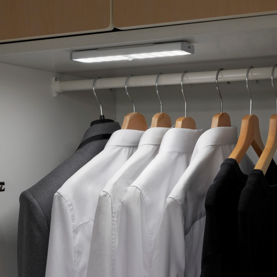 image 1 of Auraglow Rechargeable Motion Sensor Cabinet LED Lights with Charging Station & Remote Control - 4 Pack